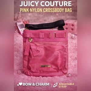 Juicy Couture Pink Crossbody Bag w/ Bow & Heart Charm | Clean Interior | Y2K